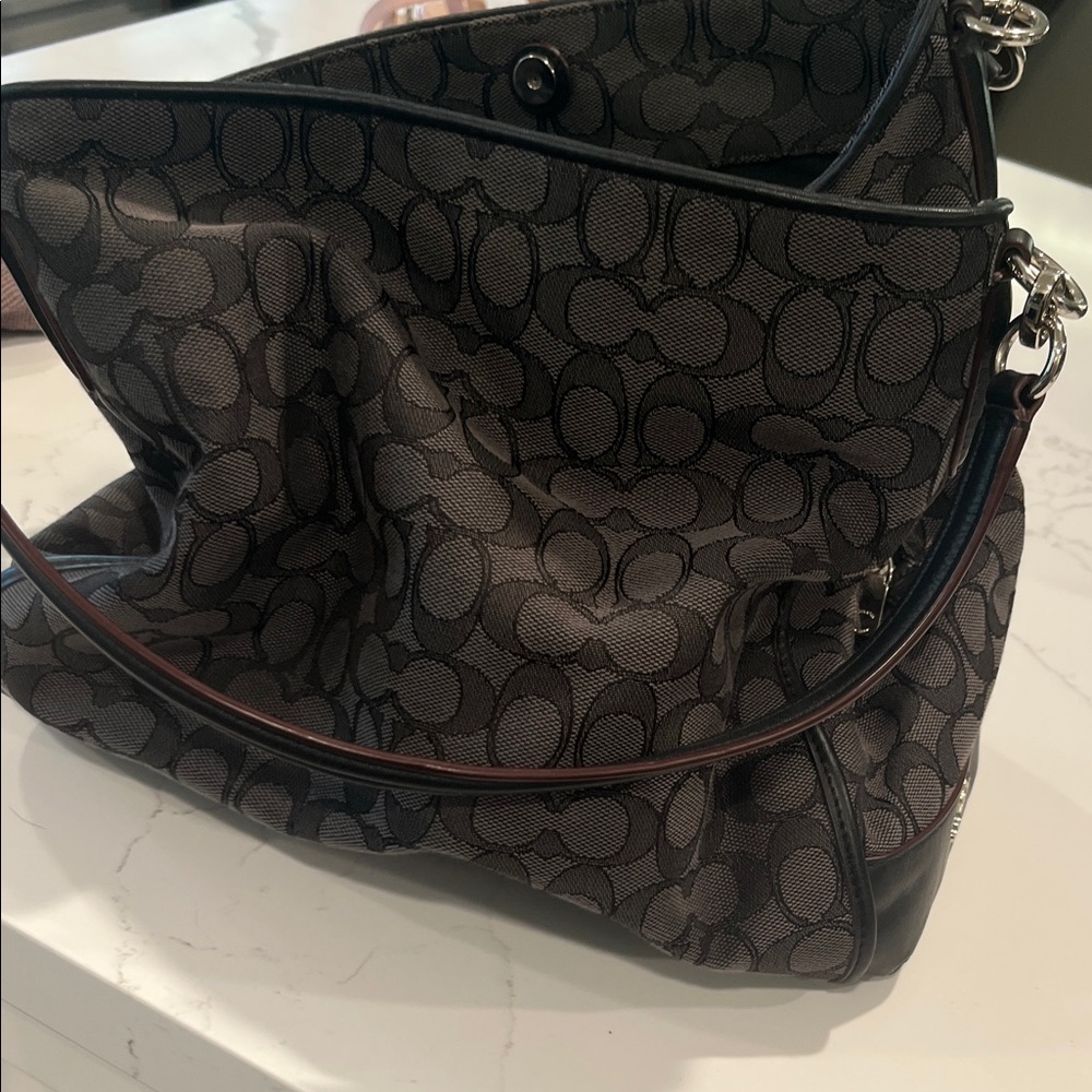 Coach Dark Brown Signature Shoulder Bag